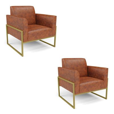 Kit 2 Poltronas Base Industrial Alta Dourado Marisa Corano Nozes D03 - D\'rossi