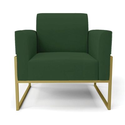 Kit 2 Poltronas Base Industrial Alta Dourado Marisa Veludo D03 - D\'rossi Cor Verde