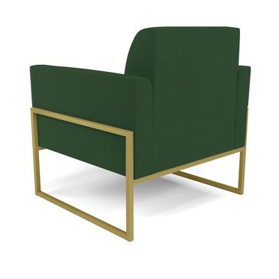 Kit 2 Poltronas Base Industrial Alta Dourado Marisa Veludo D03 - D\'rossi Cor Verde