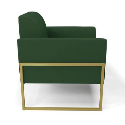 Kit 2 Poltronas Base Industrial Alta Dourado Marisa Veludo D03 - D\'rossi Cor Verde