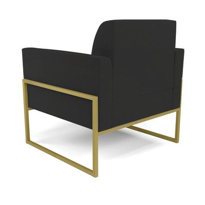 Kit 2 Poltronas Base Industrial Alta Dourado Marisa Veludo Preto D03 - D\'rossi