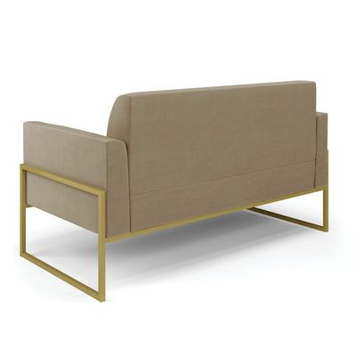 Sofá Namoradeira Base Industrial Alta Dourado Marisa Suede D03 - D\'rossi Cor Marrom Rato