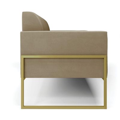 Sofá Namoradeira Base Industrial Alta Dourado Marisa Suede D03 - D\'rossi Cor Marrom Rato