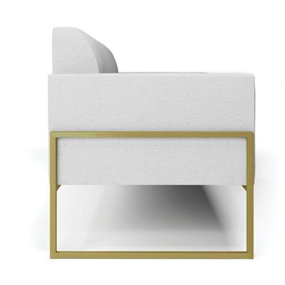 Sofá Namoradeira Base Industrial Alta Dourado Marisa Linho Cinza A05 D03 - D\'rossi