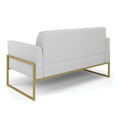 Sofá Namoradeira Base Industrial Alta Dourado Marisa Linho Cinza A05 D03 - D\'rossi
