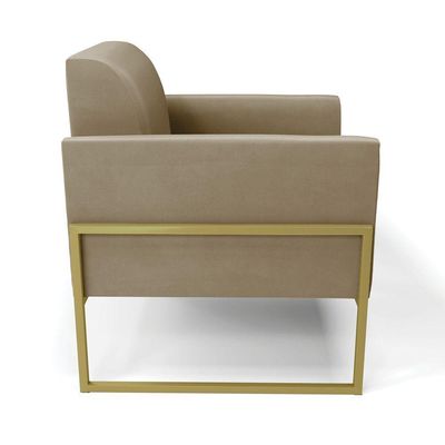 Kit 2 Poltronas Base Industrial Alta Dourado Marisa Suede D03 - D\'rossi Cor Marrom Rato