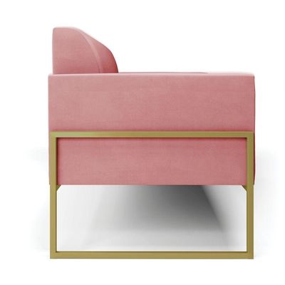 Sofá Namoradeira Base Industrial Alta Dourado Marisa Suede D03 - D\'rossi Cor Rose