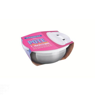 Pote Redondo Tramontina Freezinox Em Aço Inox Com Tampa Plástica 14 Cm 0,8 L Tramontina