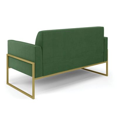 Sofá Namoradeira Base Industrial Alta Dourado Marisa Suede D03 - D\'rossi Cor Verde