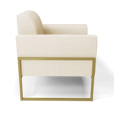 Poltrona Base Industrial Alta Dourado Marisa Linho D03 - D\'rossi Cor A19 Bege