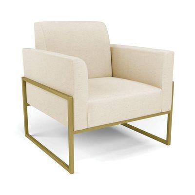 Poltrona Base Industrial Alta Dourado Marisa Linho D03 - D\'rossi Cor A19 Bege