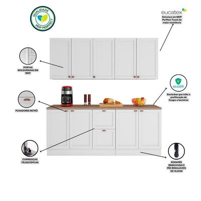Cozinha Completa Unna 9 Portas 2 Gavetas Poliman Móveis Branco