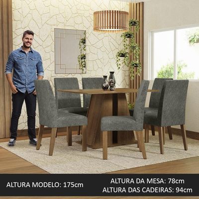 Conjunto Sala De Jantar Mesa Tampo De Madeira 6 Cadeiras Rustic/silver Cheryl Madesa Rustic/silver
