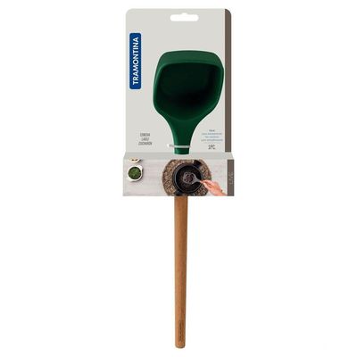 Concha Tramontina Live Em Silicone Verde Com Cabo De Madeira Tramontina