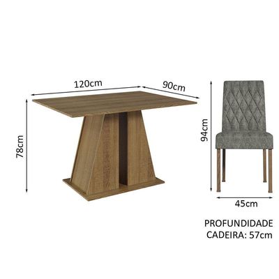 Conjunto Sala De Jantar Mesa Tampo De Madeira 4 Cadeiras Rustic/silver Gisele Madesa Rustic/silver