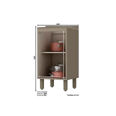 Gabinete De Cozinha Modulado Balcão Connect 1 Porta C/tampo Duna/cristal - Henn