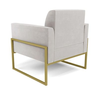 Kit 2 Poltronas Base Industrial Alta Dourado Marisa Veludo Cinza D03 - D\'rossi