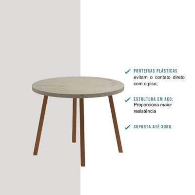 Mesa De Jantar 4 Lug Redonda 99cm Stellar Carraro Pet Ros