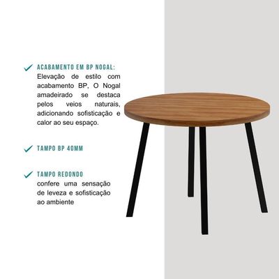 Mesa De Jantar 4 Lug Redonda 99cm Stellar Carraro Nog Pre