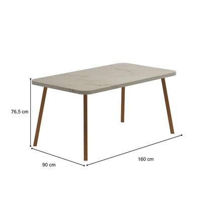 Mesa De Jantar 6 Lug Retangular 1,6m Stellar Carraro Pet Ros