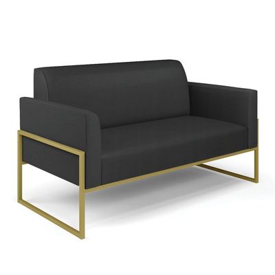 Sofá Namoradeira Com Poltrona Base Industrial Alta Dourado Marisa Corino Preto D03 - D\'rossi