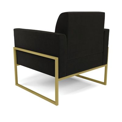 Kit 2 Poltronas Base Industrial Alta Dourado Marisa Suede Preto D03 - D\'rossi