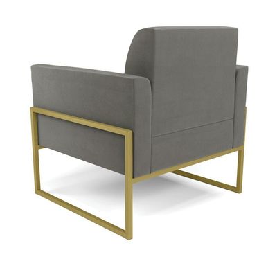 Poltrona Base Industrial Alta Dourado Marisa Suede Grafite D03 - D\'rossi