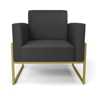 Kit 2 Poltronas Base Industrial Alta Dourado Marisa Corino Preto D03 - D\'rossi