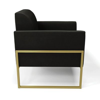 Poltrona Base Industrial Alta Dourado Marisa Suede D03 - D\'rossi Cor Preto