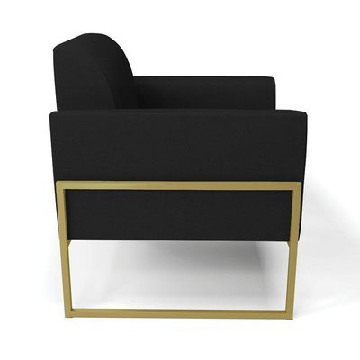 Poltrona Base Industrial Alta Dourado Marisa Linho Preto A79 D03 - D\'rossi