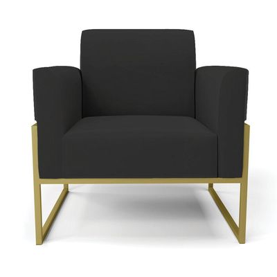 Poltrona Base Industrial Alta Dourado Marisa Veludo D03 - D\'rossi Cor Preto