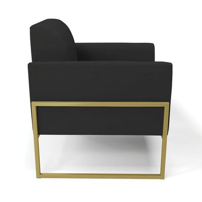 Poltrona Base Industrial Alta Dourado Marisa Veludo D03 - D\'rossi Cor Preto