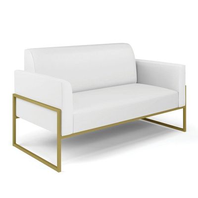 Sofá Namoradeira Base Industrial Alta Dourado Marisa Corino D03 - D\'rossi Cor Branco