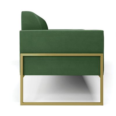 Sofá Namoradeira Base Industrial Alta Dourado Marisa Suede Verde D03 - D\'rossi