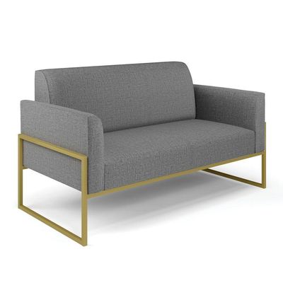 Sofá Namoradeira Com Poltrona Base Industrial Alta Dourado Marisa Linho Grafite A26 D03 - D\'rossi