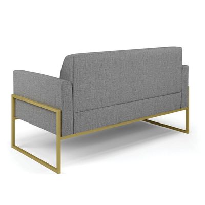 Sofá Namoradeira Com Poltrona Base Industrial Alta Dourado Marisa Linho Grafite A26 D03 - D\'rossi