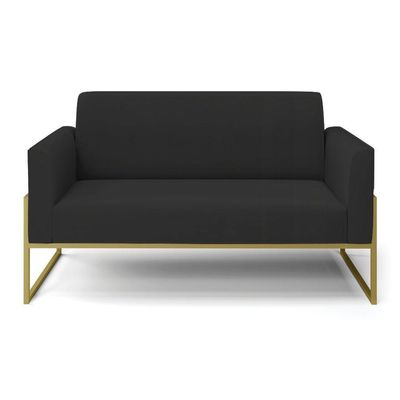 Sofá Namoradeira Base Industrial Alta Dourado Marisa Veludo Preto D03 - D\'rossi