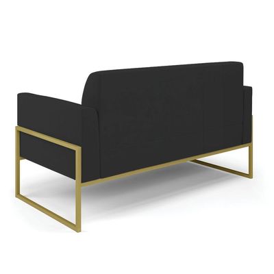 Sofá Namoradeira Base Industrial Alta Dourado Marisa Veludo Preto D03 - D\'rossi