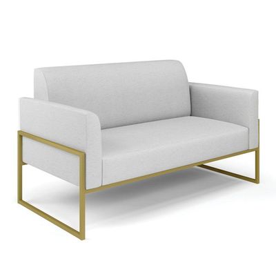 Sofá Namoradeira Base Industrial Alta Dourado Marisa Linho D03 - D\'rossi Cor A05 Cinza