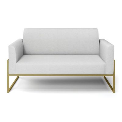 Sofá Namoradeira Base Industrial Alta Dourado Marisa Linho D03 - D\'rossi Cor A05 Cinza