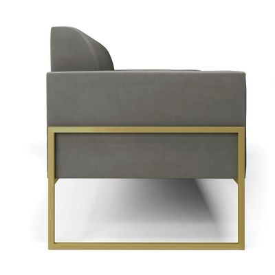Sofá Namoradeira Base Industrial Alta Dourado Marisa Suede D03 - D\'rossi Cor Grafite