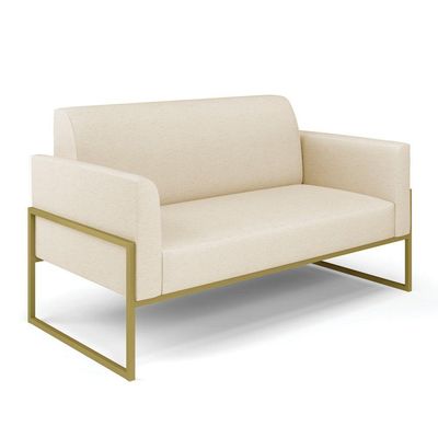 Sofá Namoradeira Base Industrial Alta Dourado Marisa Linho D03 - D\'rossi Cor A19 Bege