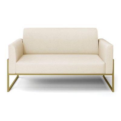 Sofá Namoradeira Base Industrial Alta Dourado Marisa Linho D03 - D\'rossi Cor A19 Bege