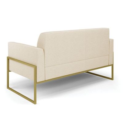 Sofá Namoradeira Base Industrial Alta Dourado Marisa Linho D03 - D\'rossi Cor A19 Bege