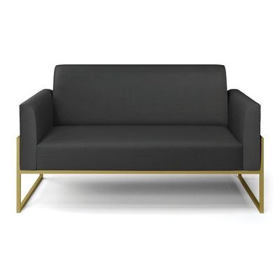Sofá Namoradeira Base Industrial Alta Dourado Marisa Corino Preto D03 - D\'rossi