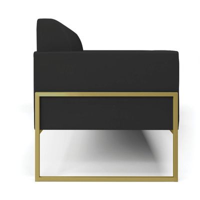 Sofá Namoradeira Base Industrial Alta Dourado Marisa Veludo D03 - D\'rossi Cor Preto