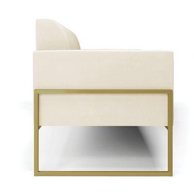 Sofá Namoradeira Base Industrial Alta Dourado Marisa Veludo D03 - D\'rossi Cor Bege