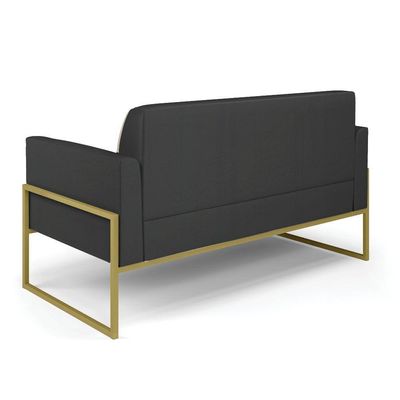 Sofá Namoradeira Base Industrial Alta Dourado Marisa Corino D03 - D\'rossi Cor Preto