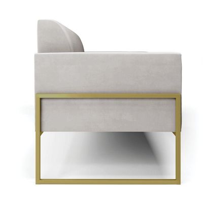 Sofá Namoradeira Base Industrial Alta Dourado Marisa Veludo Cinza D03 - D\'rossi