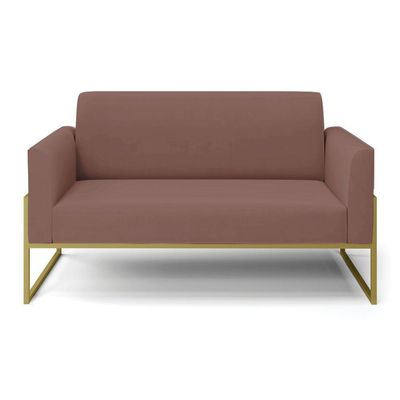 Sofá Namoradeira Base Industrial Alta Dourado Marisa Veludo D03 - D\'rossi Cor Rose